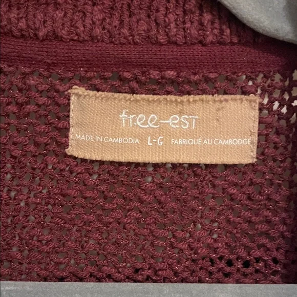 Free People Burgundy V-Neck Sweater - Picture 3 of 5